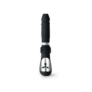Black Miamaxx Plus remote-controlled thrusting vibrator with ergonomic handle and sleek design