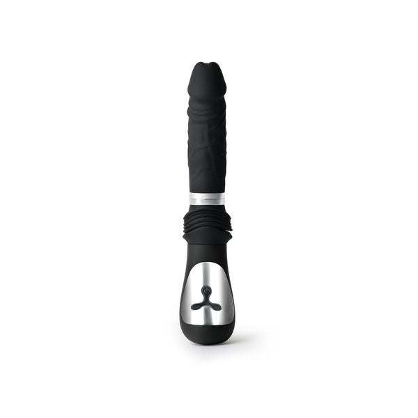 Black Miamaxx Plus remote-controlled thrusting vibrator with ergonomic handle and sleek design