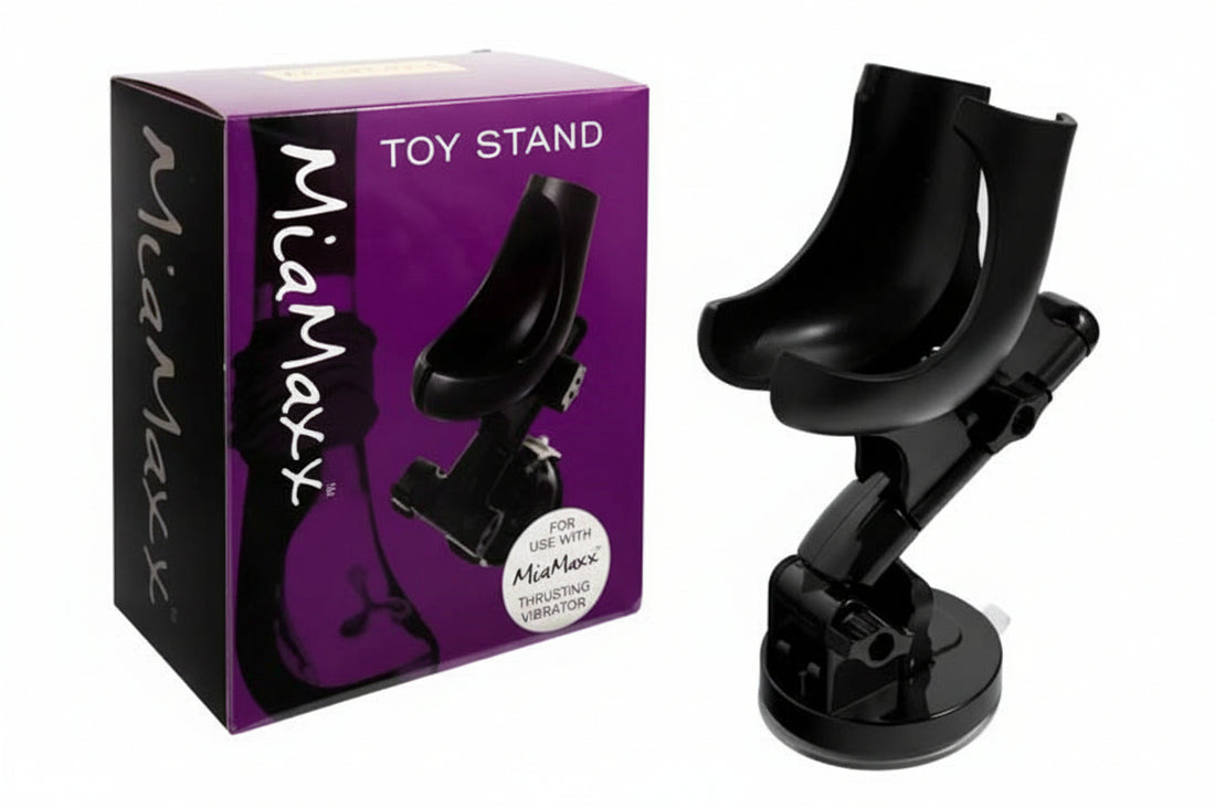 Black Miamaxx Wall and Floor Toy Stand with adjustable angle and suction cup base for secure grip